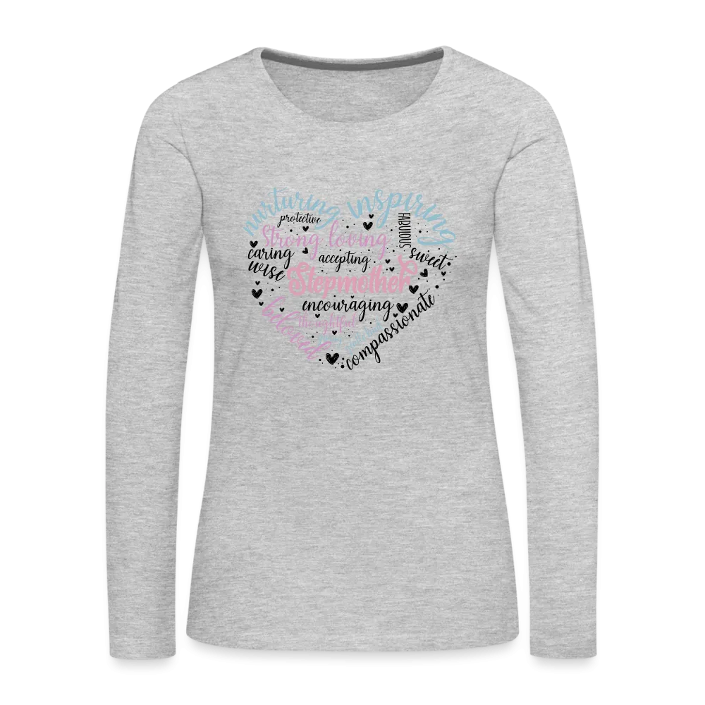 Stepmother Word Art Heart Women's Premium Long Sleeve T-Shirt