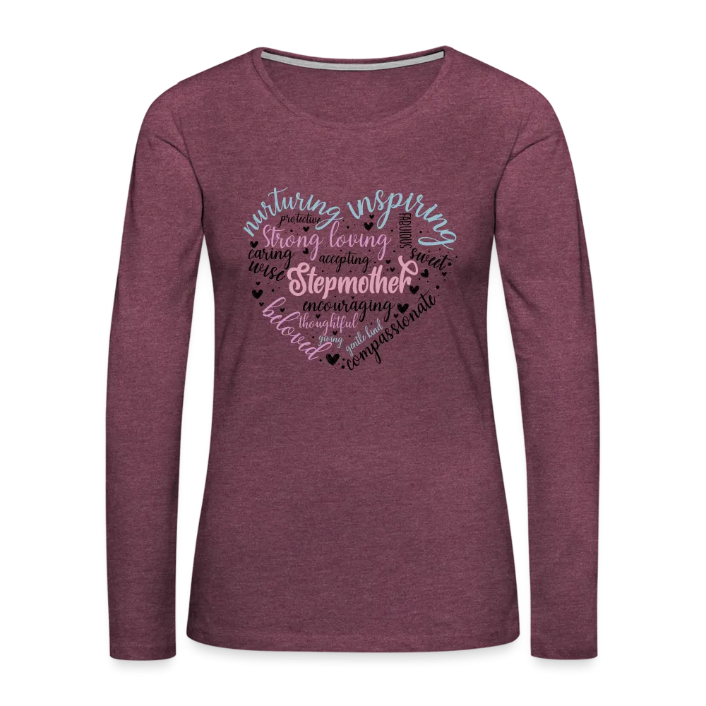 Stepmother Word Art Heart Women's Premium Long Sleeve T-Shirt