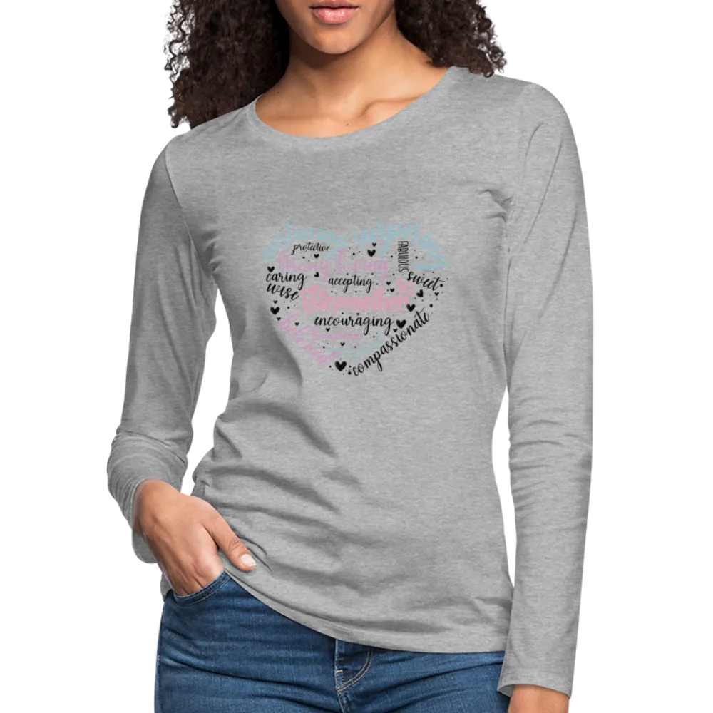 Stepmother Word Art Heart Women's Premium Long Sleeve T-Shirt