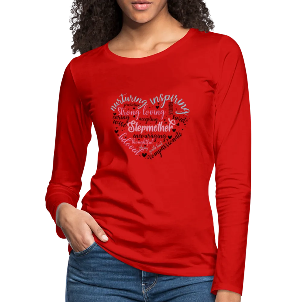 Stepmother Word Art Heart Women's Premium Long Sleeve T-Shirt