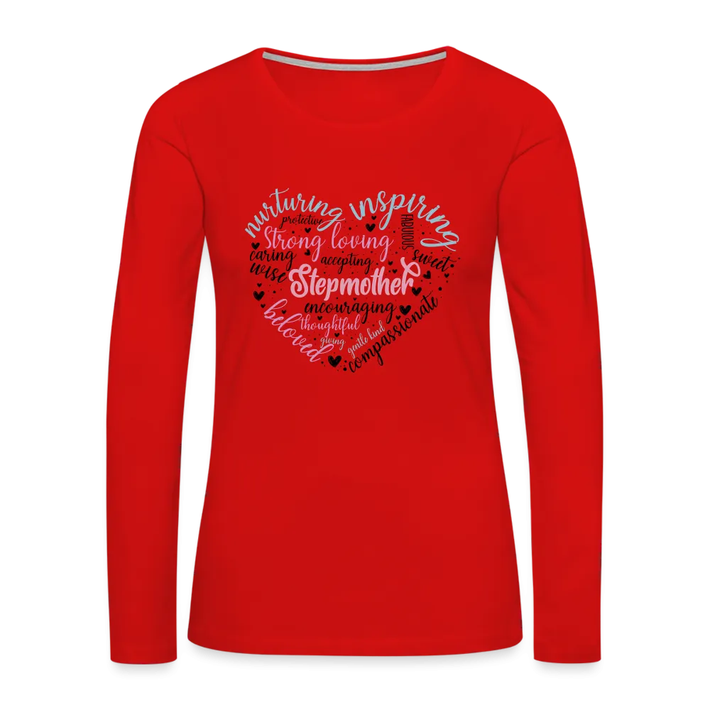 Stepmother Word Art Heart Women's Premium Long Sleeve T-Shirt
