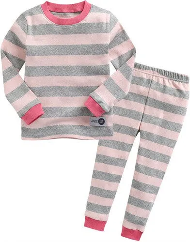 Stripe Magic Pink Grey Long Sleeve Pajama