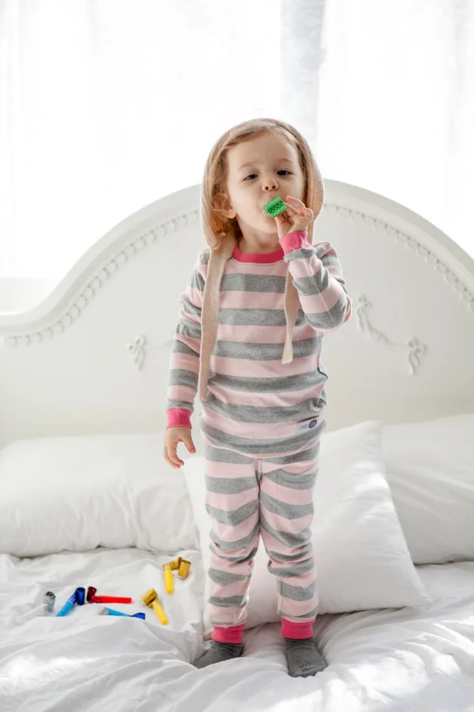 Stripe Magic Pink Grey Long Sleeve Pajama