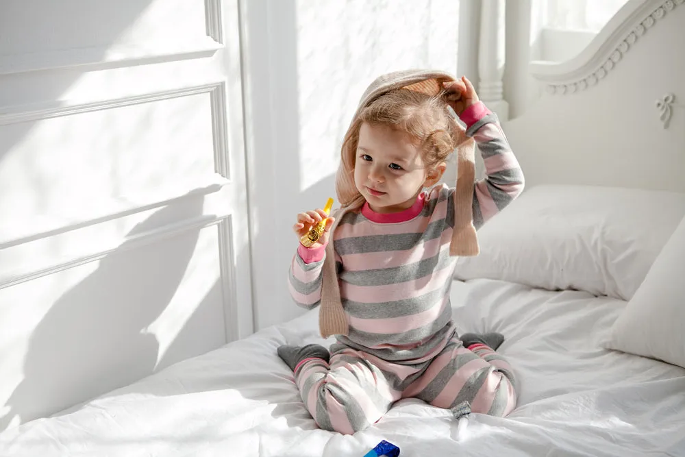Stripe Magic Pink Grey Long Sleeve Pajama