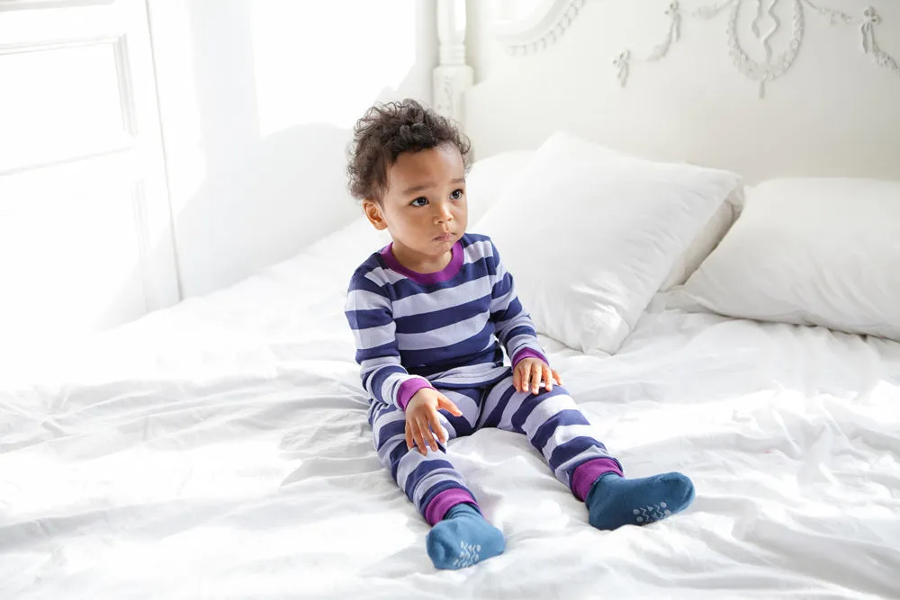 Stripe Magic Purple Navy Long Sleeve Pajama