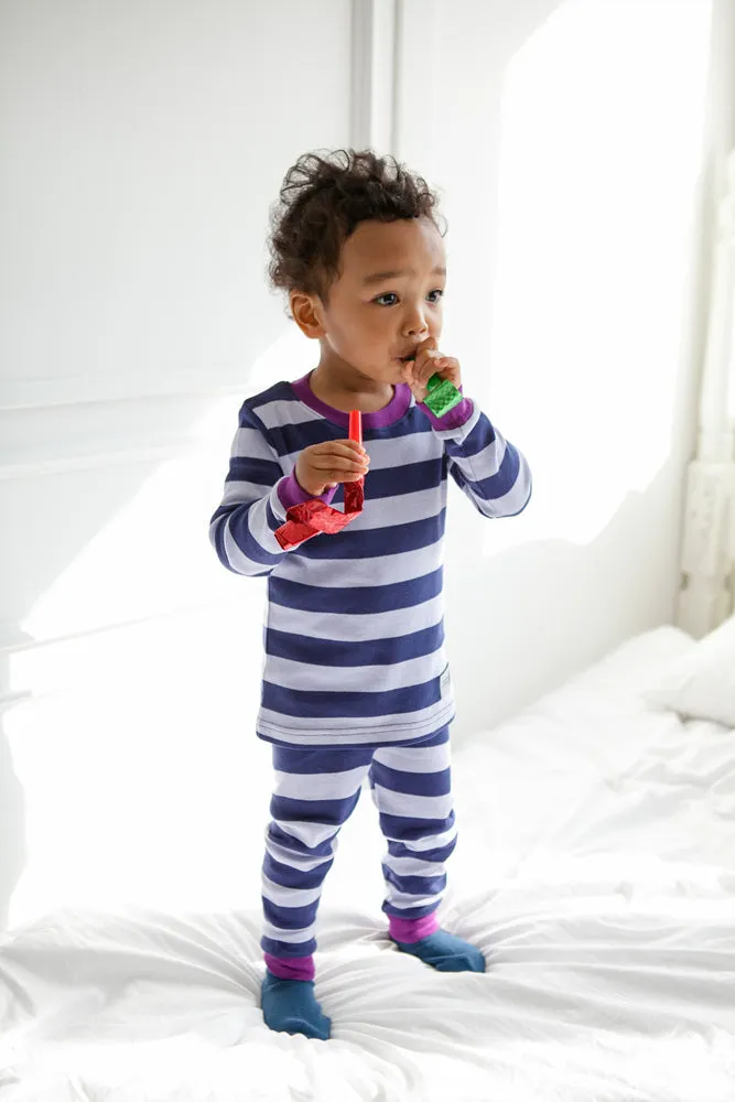 Stripe Magic Purple Navy Long Sleeve Pajama