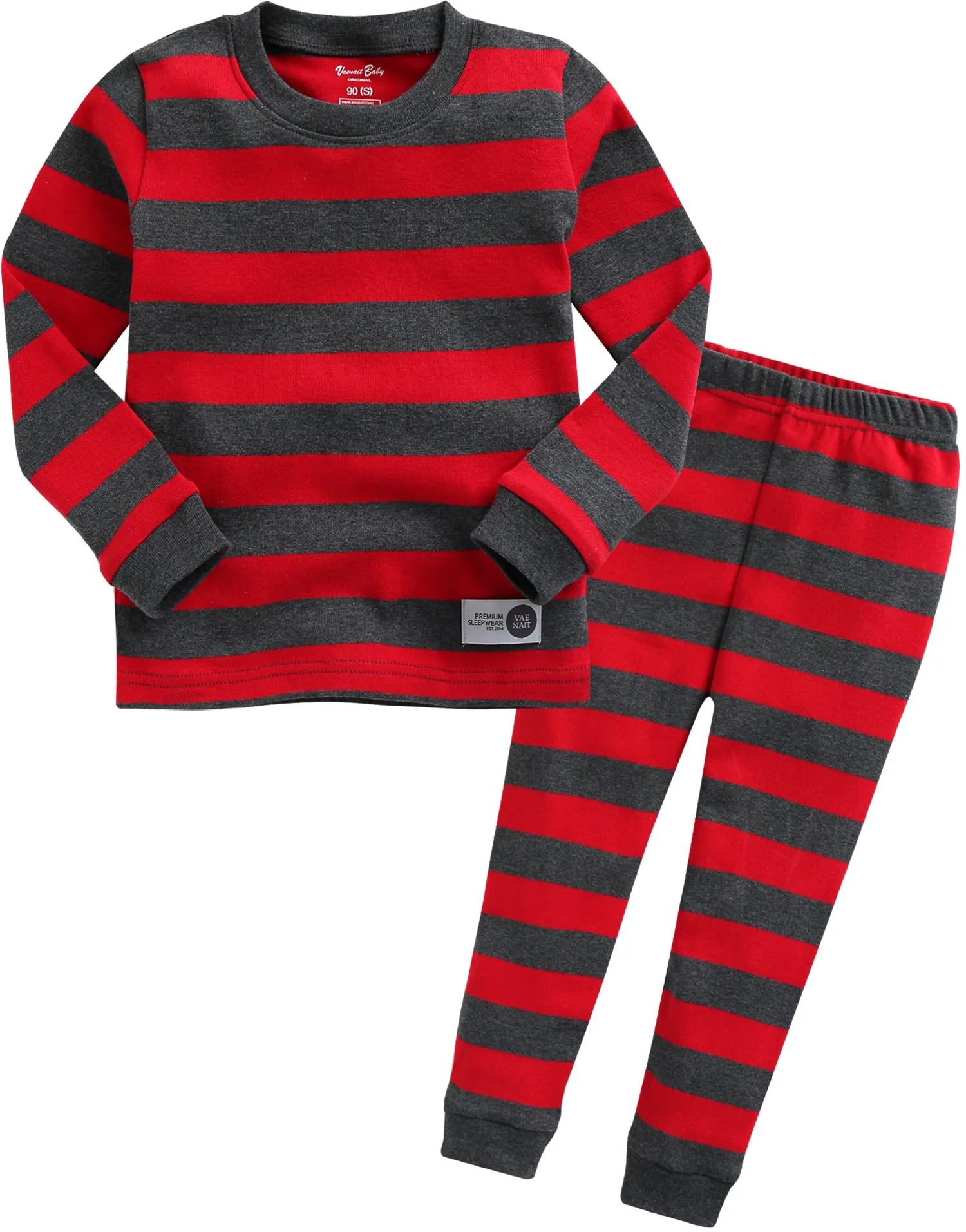 Stripe Magic Red Charcoal Long Sleeve Pajama