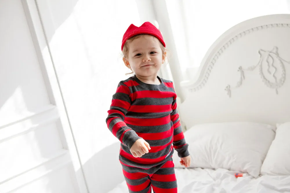 Stripe Magic Red Charcoal Long Sleeve Pajama