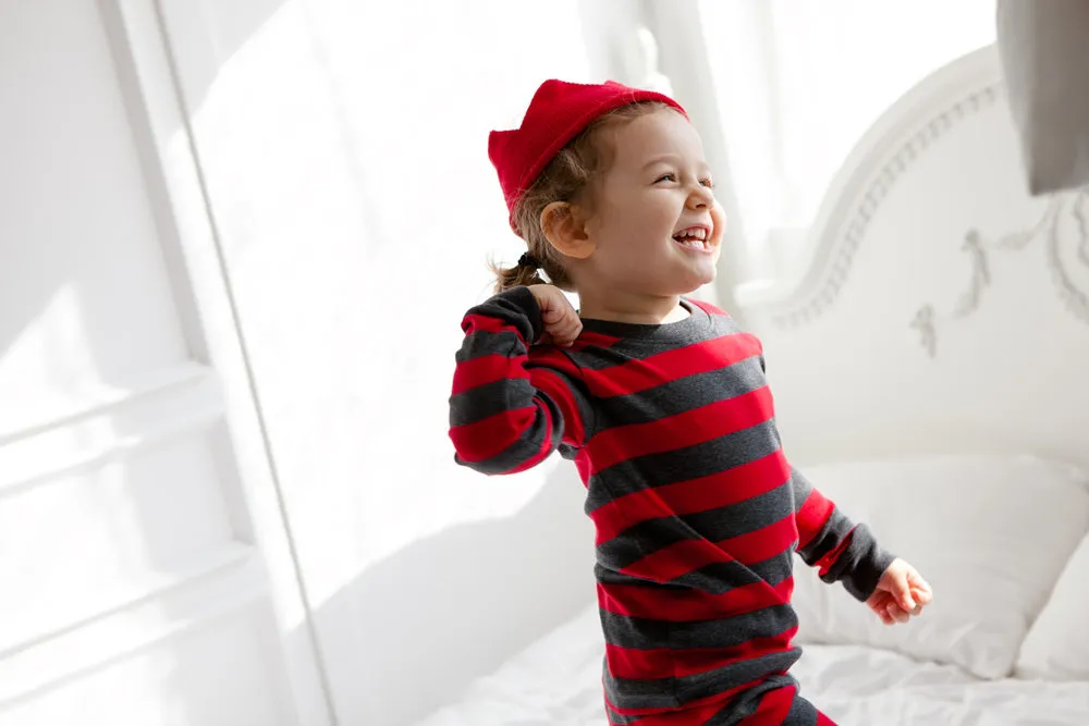 Stripe Magic Red Charcoal Long Sleeve Pajama