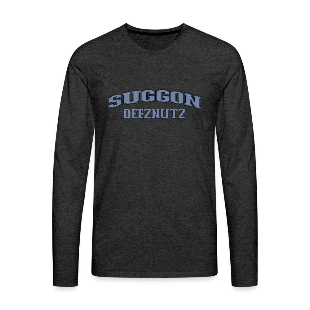 Suggon Deeznutz Men's Premium Long Sleeve T-Shirt (in Blue Ball Colors - Funny Sexual Humor)