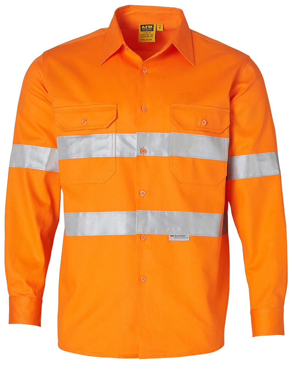 [SW52] Men's Hi-Vis L/S Drill Shirt With 3M Tapes