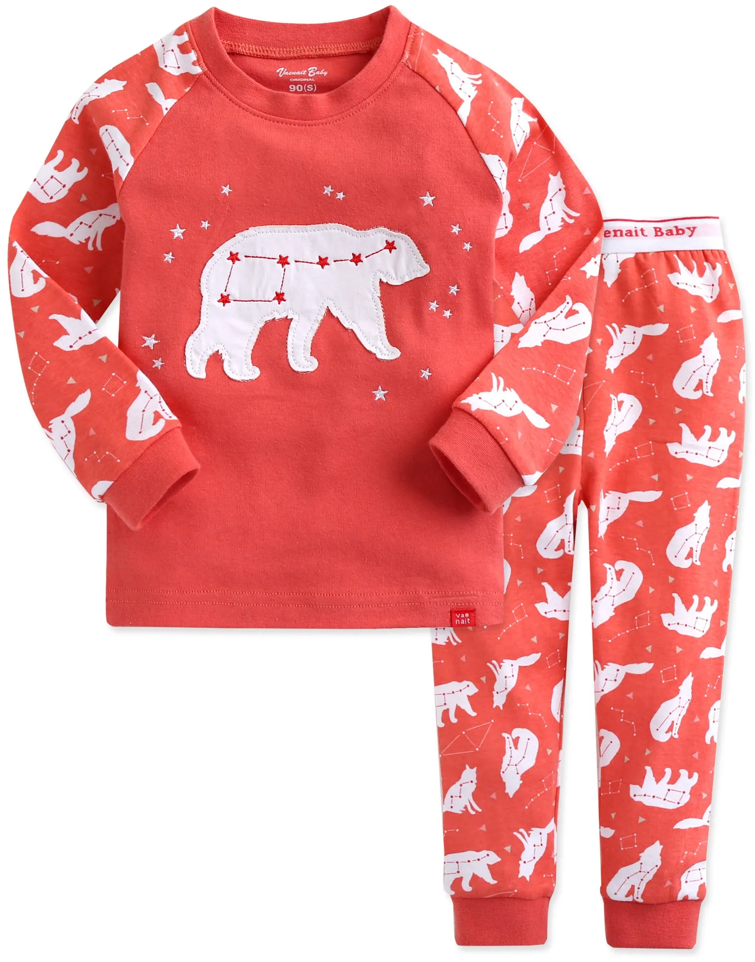 The Bear Coral Long Sleeve Pajama