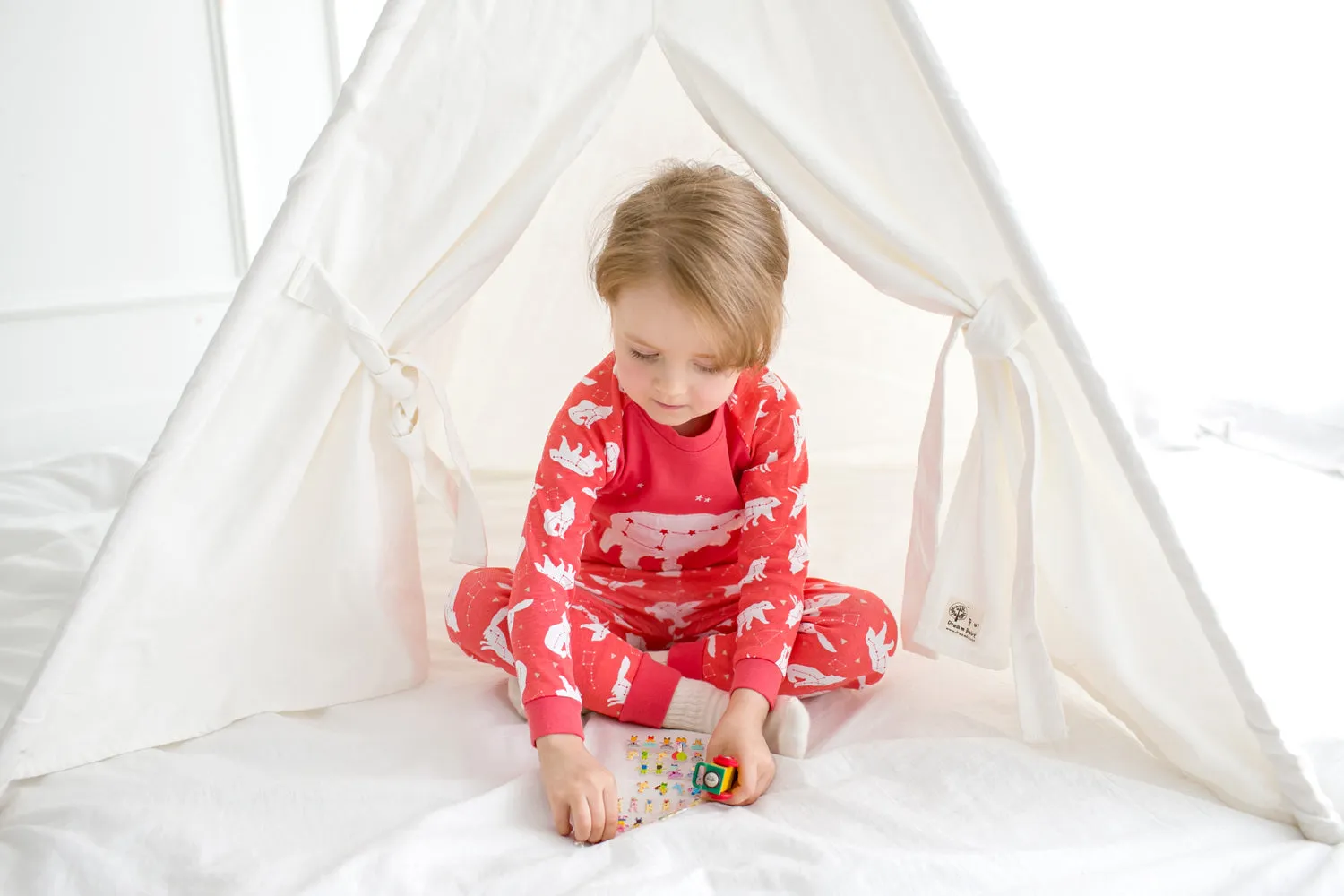 The Bear Coral Long Sleeve Pajama