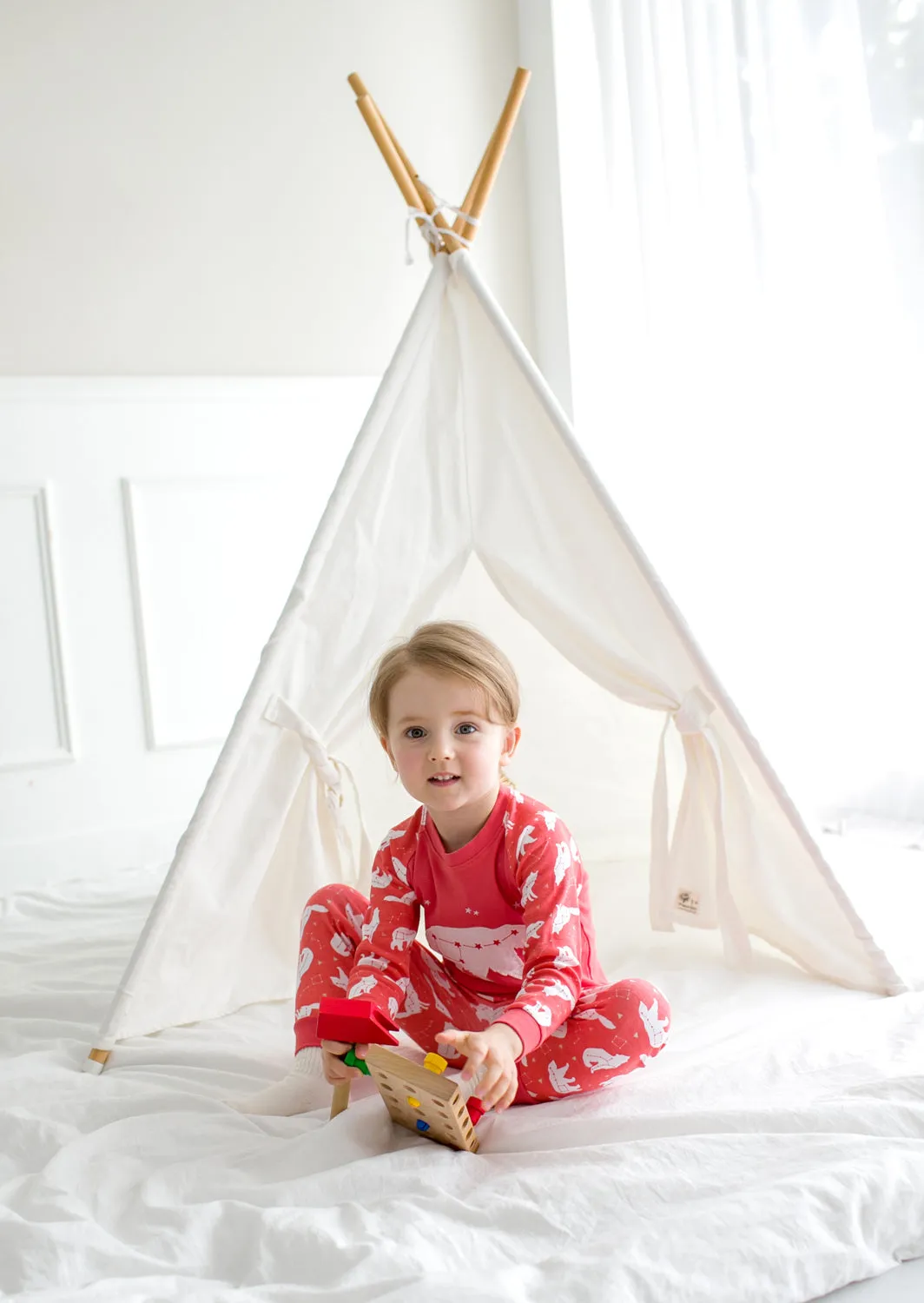 The Bear Coral Long Sleeve Pajama