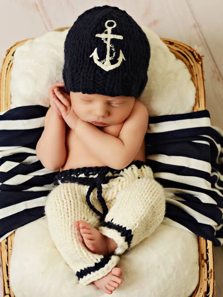 The Blueberry Hill Anchor Newborn Knit Set