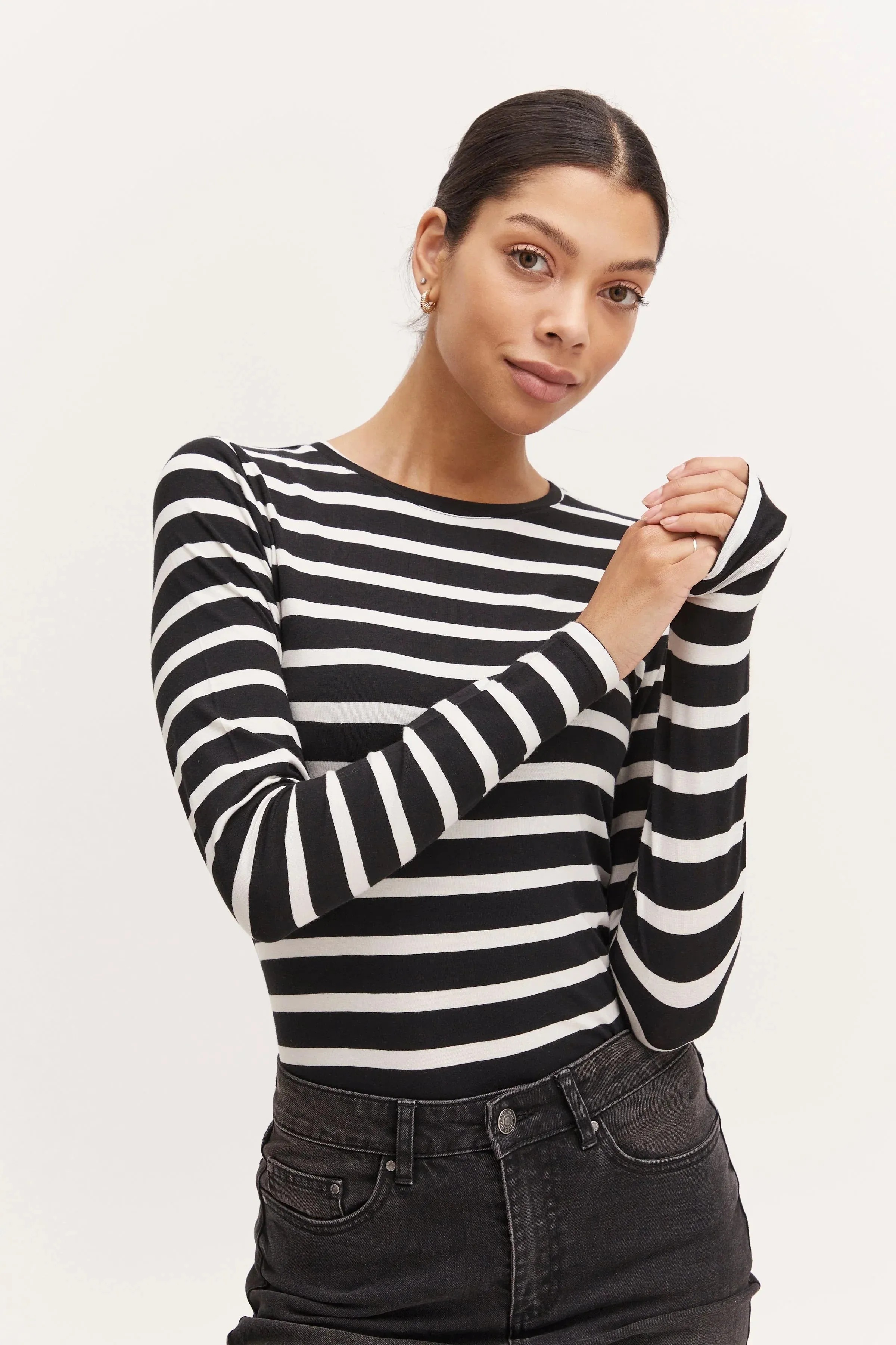 The Pamila Stripe Long Sleeve - Off White Mix