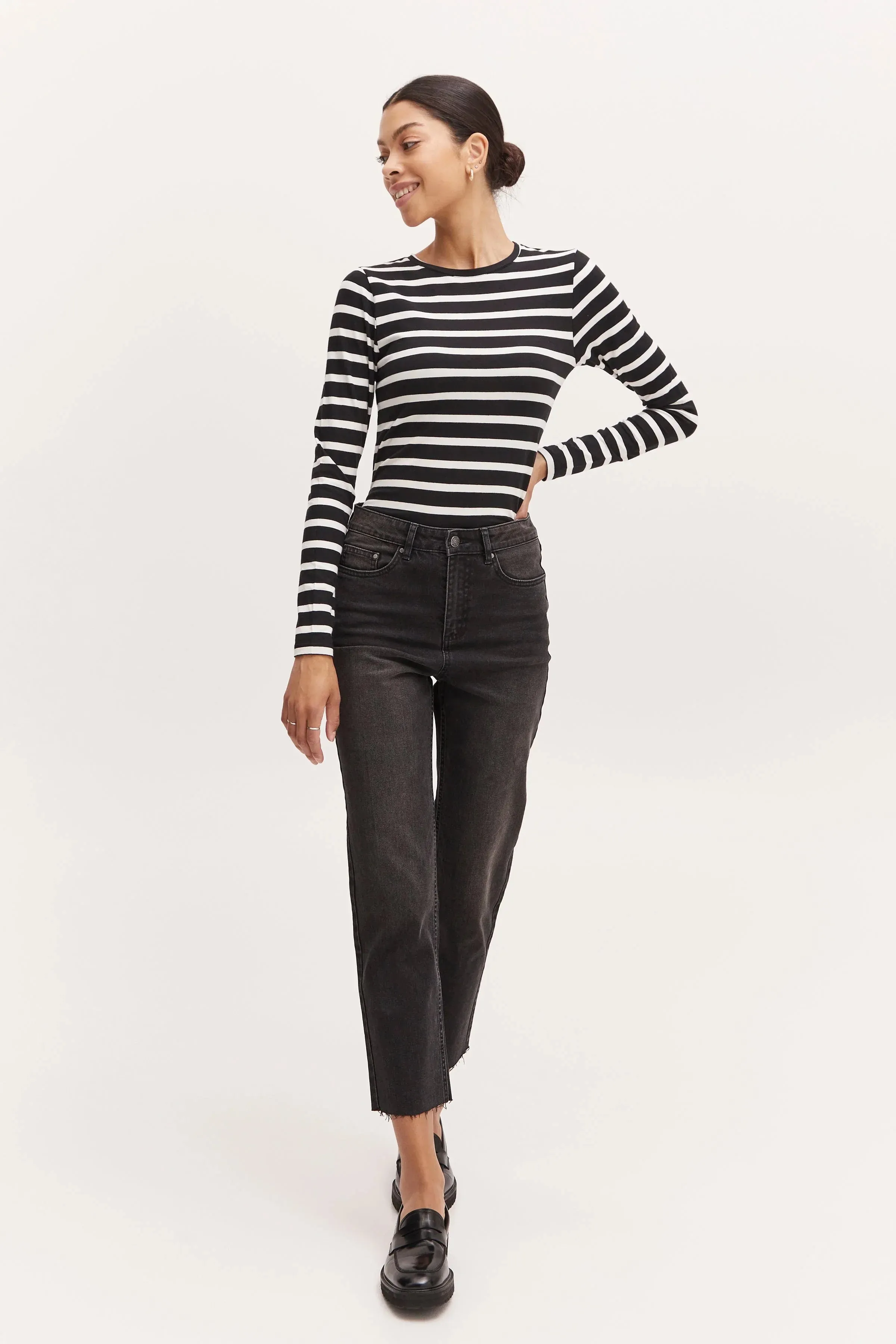 The Pamila Stripe Long Sleeve - Off White Mix