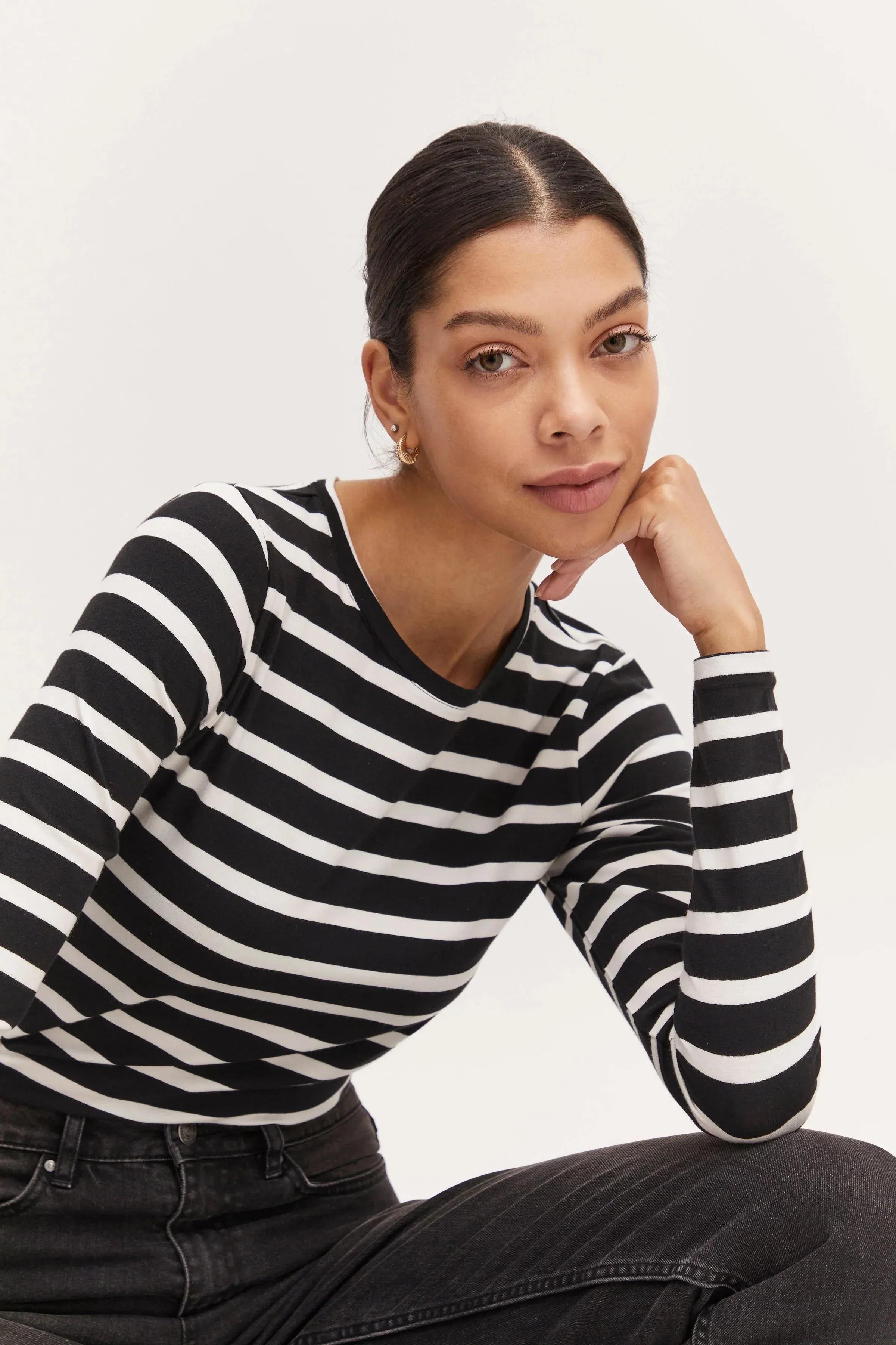 The Pamila Stripe Long Sleeve - Off White Mix
