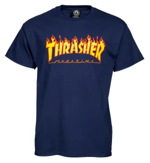 Thrasher - Flame Logo T-Shirt -Navy