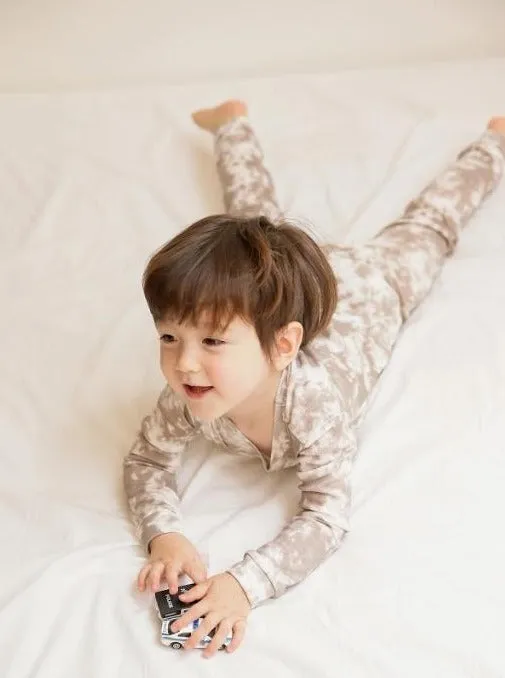 Tie Dye Beige Long Sleeve Pajama