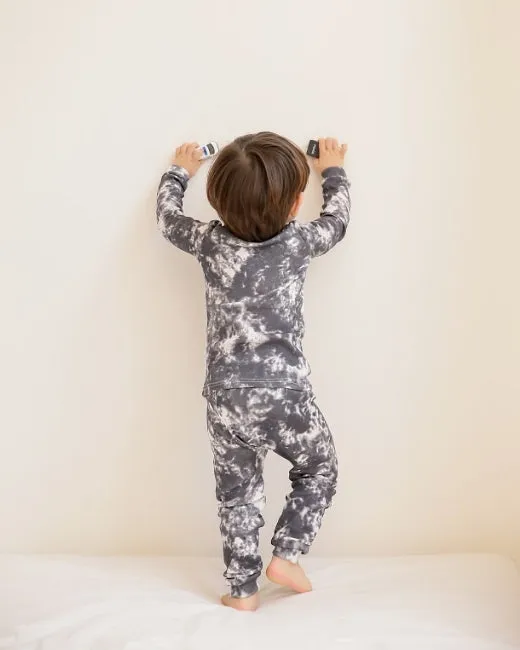 Tie Dye Charcoal Long Sleeve Pajama