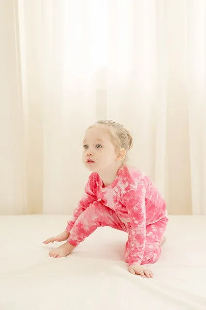 Tie Dye Coral Long Sleeve Pajama