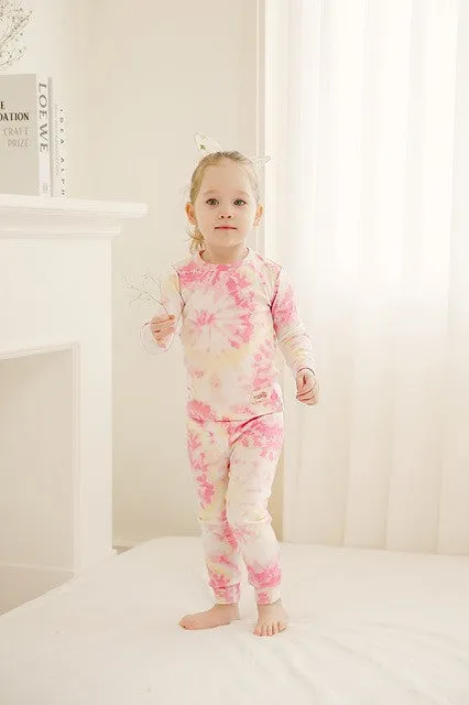 Tie Dye Pink Yellow Long Sleeve Pajama