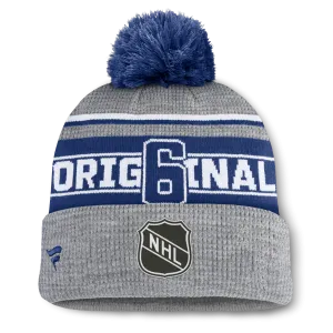 Toronto Maple Leafs Fanatics Heather Gray Lumberjack Cuffed Knit Hat with Pom - Blue/Grey