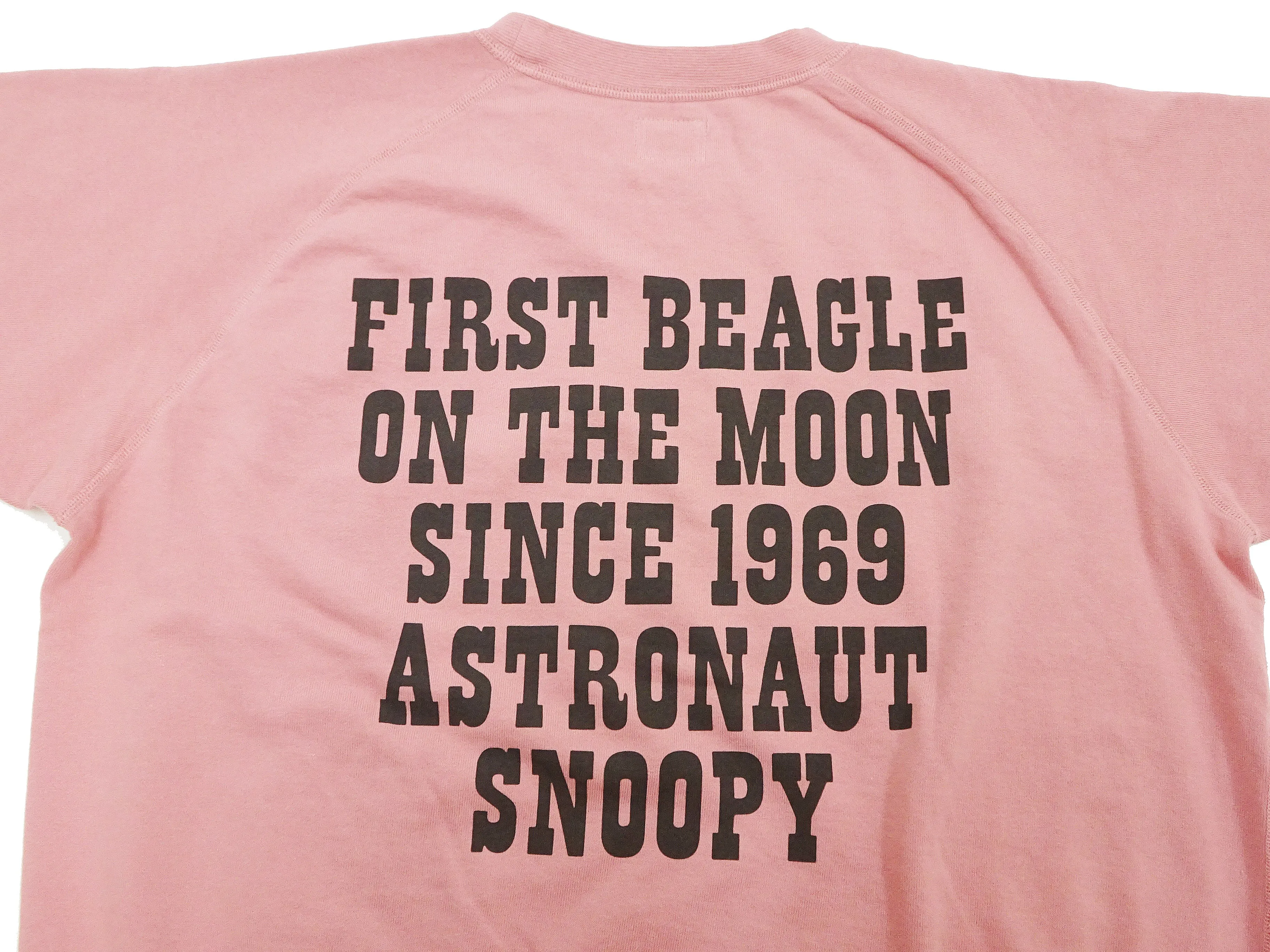 TOYS McCOY Short Sleeve Sweatshirt Men's Astronaut Snoopy Graphic French Terry Fabric Tee Shirt TMC2421 091 Faded-Pink