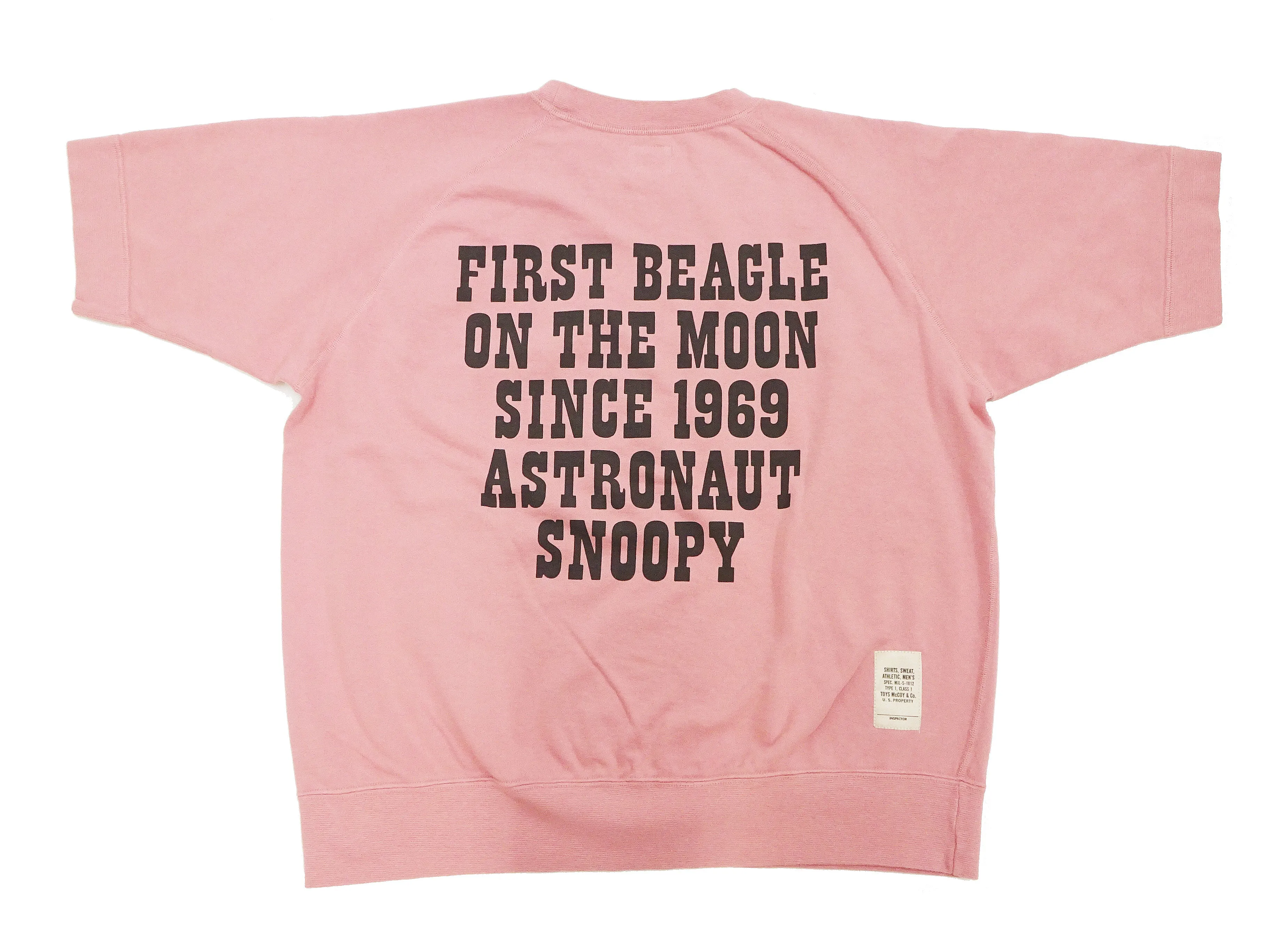 TOYS McCOY Short Sleeve Sweatshirt Men's Astronaut Snoopy Graphic French Terry Fabric Tee Shirt TMC2421 091 Faded-Pink