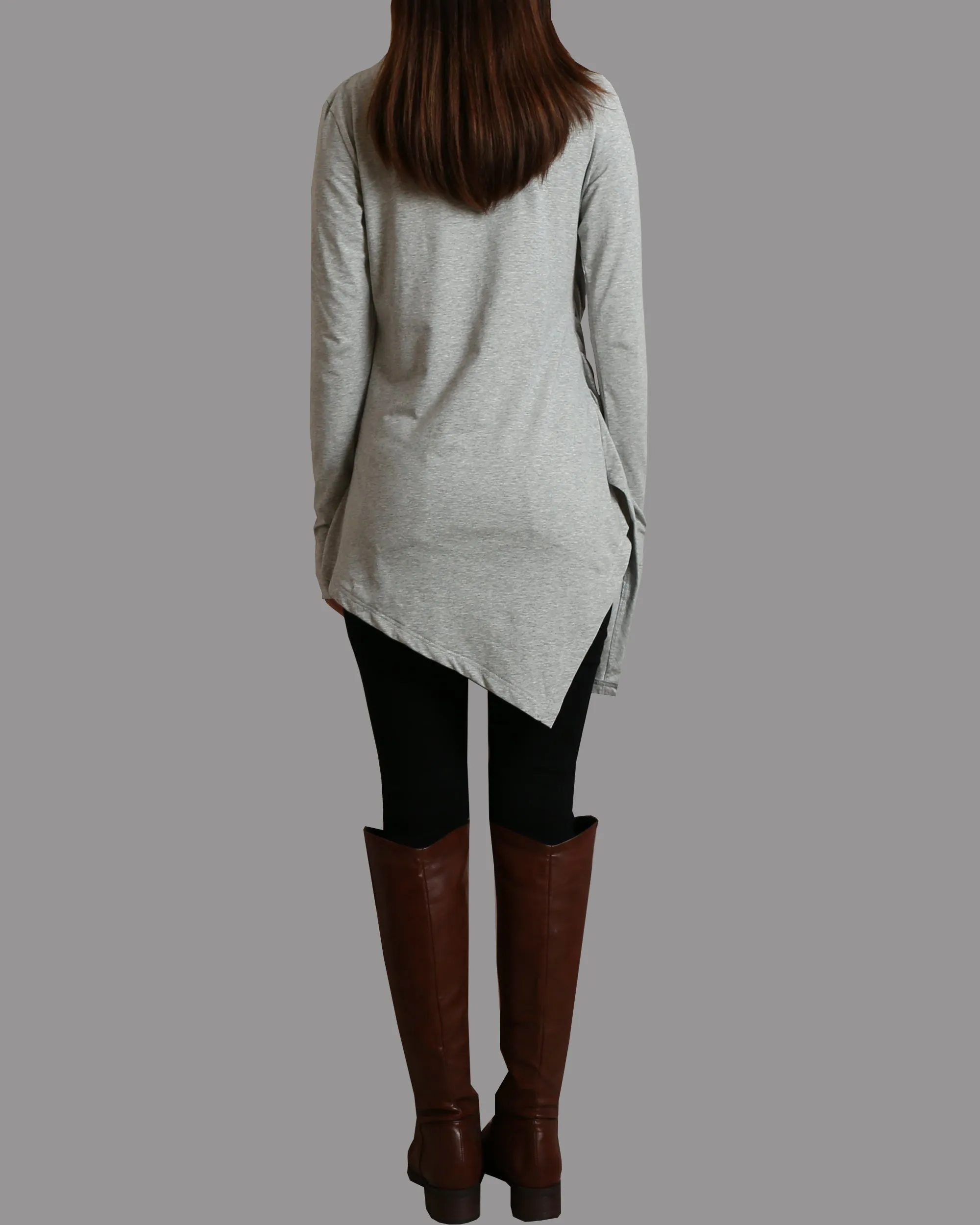 Tunic tops for women, cotton tunic dress, long sleeve t-shirt, long top, dark blue cotton top(Y1041)
