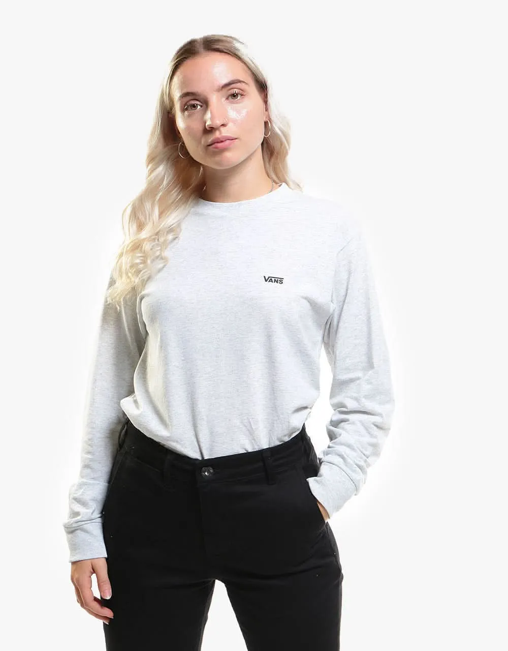 Vans Left Chest Hit L/S T-Shirt - Ash Heather/Black