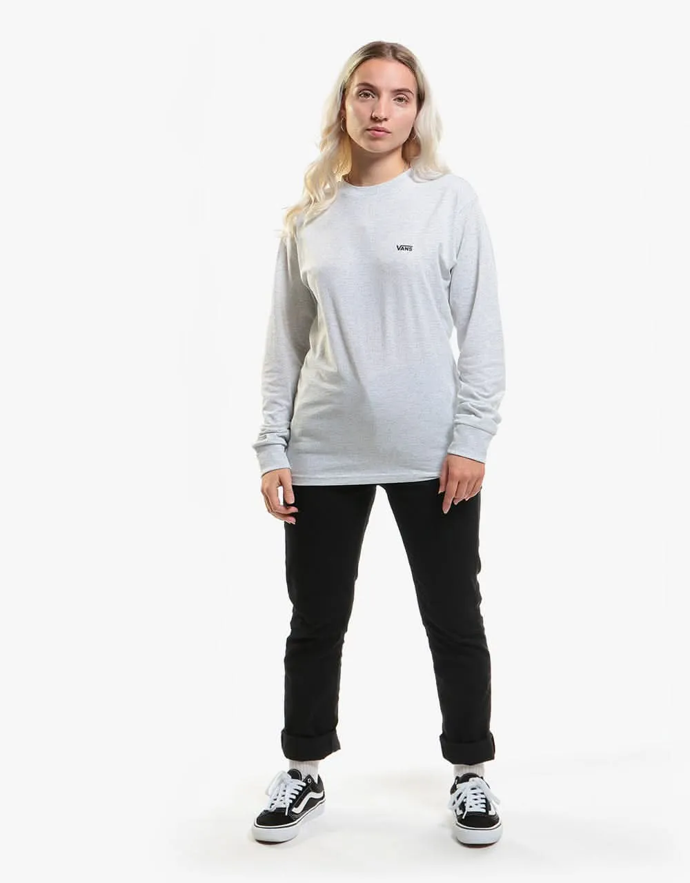Vans Left Chest Hit L/S T-Shirt - Ash Heather/Black