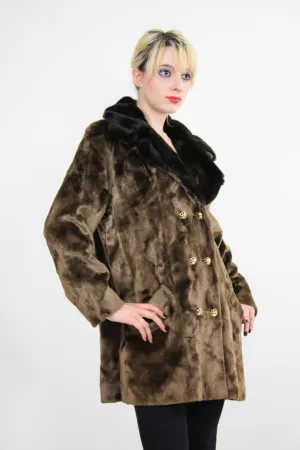 Vintage 60s Boho Hippie double breasted faux fur Coat
