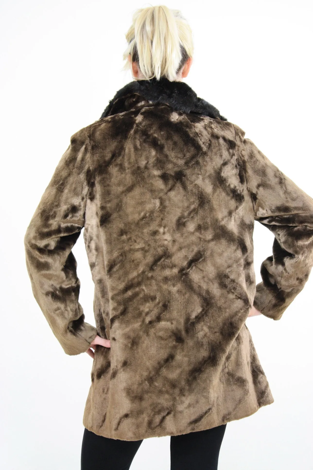 Vintage 60s Boho Hippie double breasted faux fur Coat