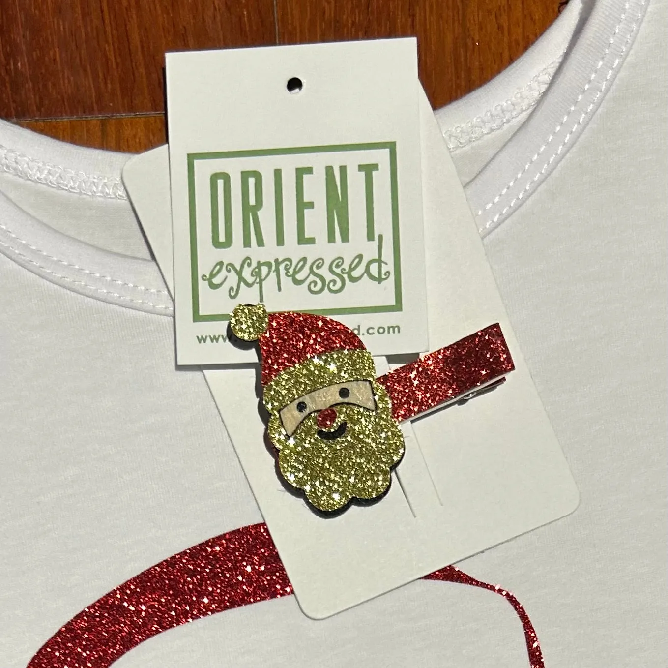 VINTAGE GLITTER SANTA T SHIRT