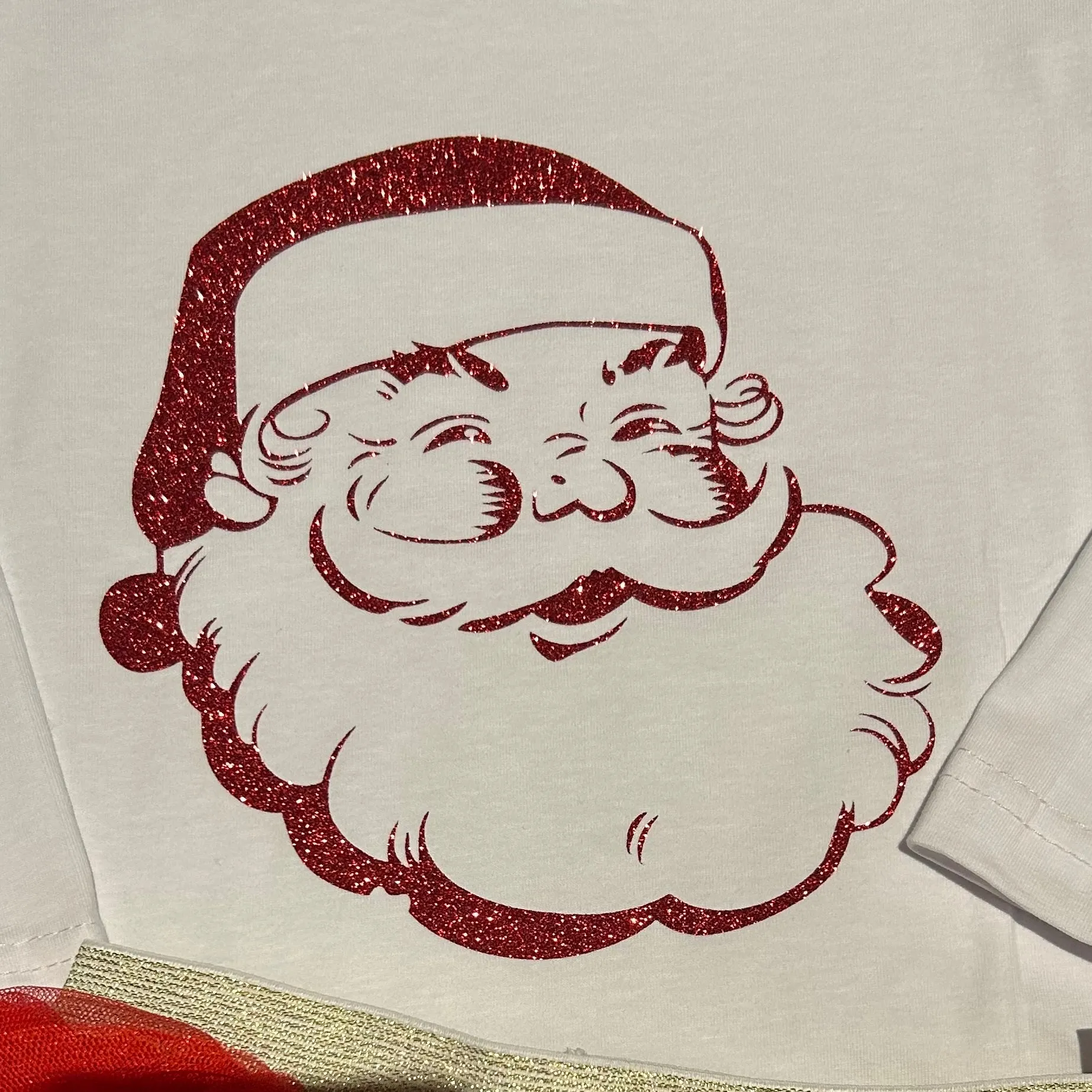 VINTAGE GLITTER SANTA T SHIRT