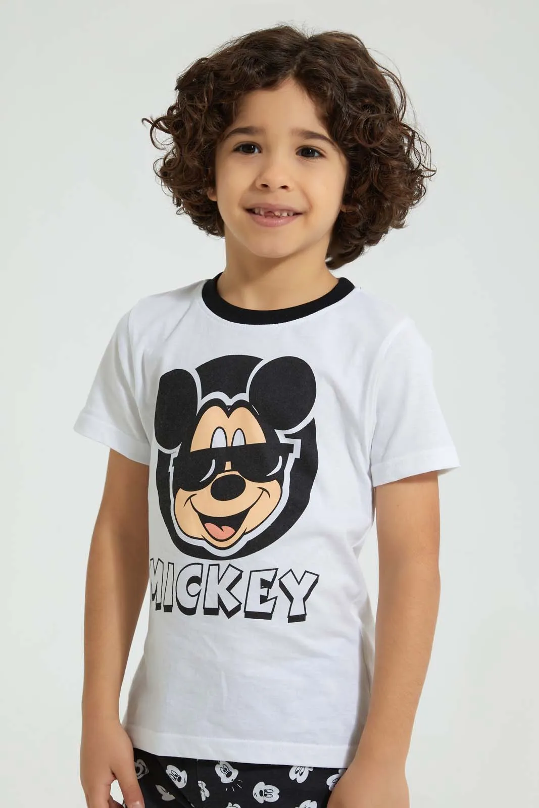 White And Black Mickey Pyjama Set (2 Piece)