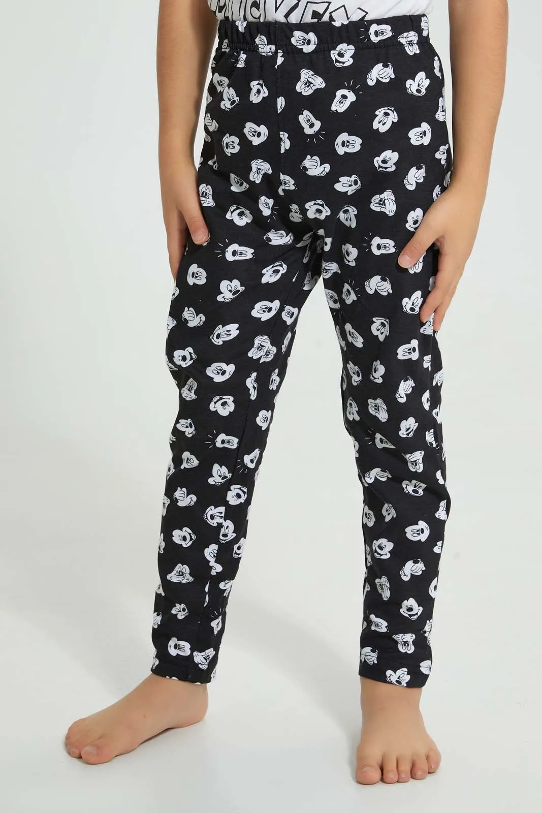 White And Black Mickey Pyjama Set (2 Piece)