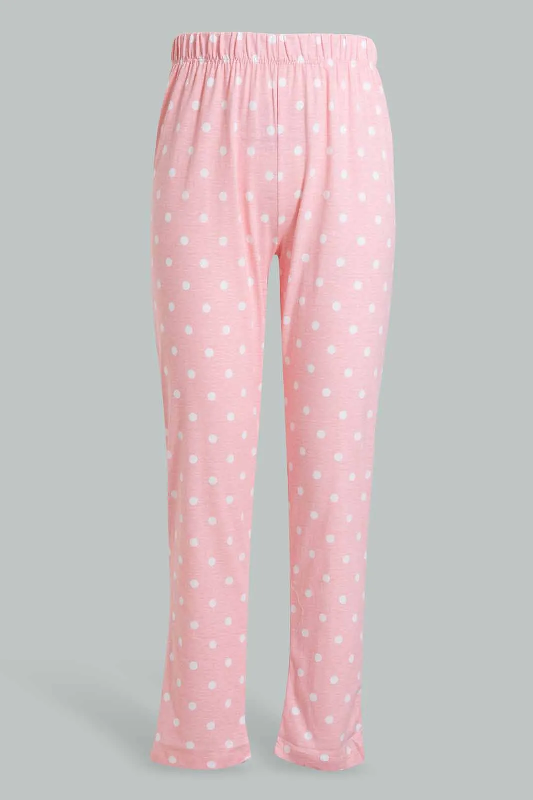 White And Pink Coffee Pyjama Set For Senior Girls (2 Piece)