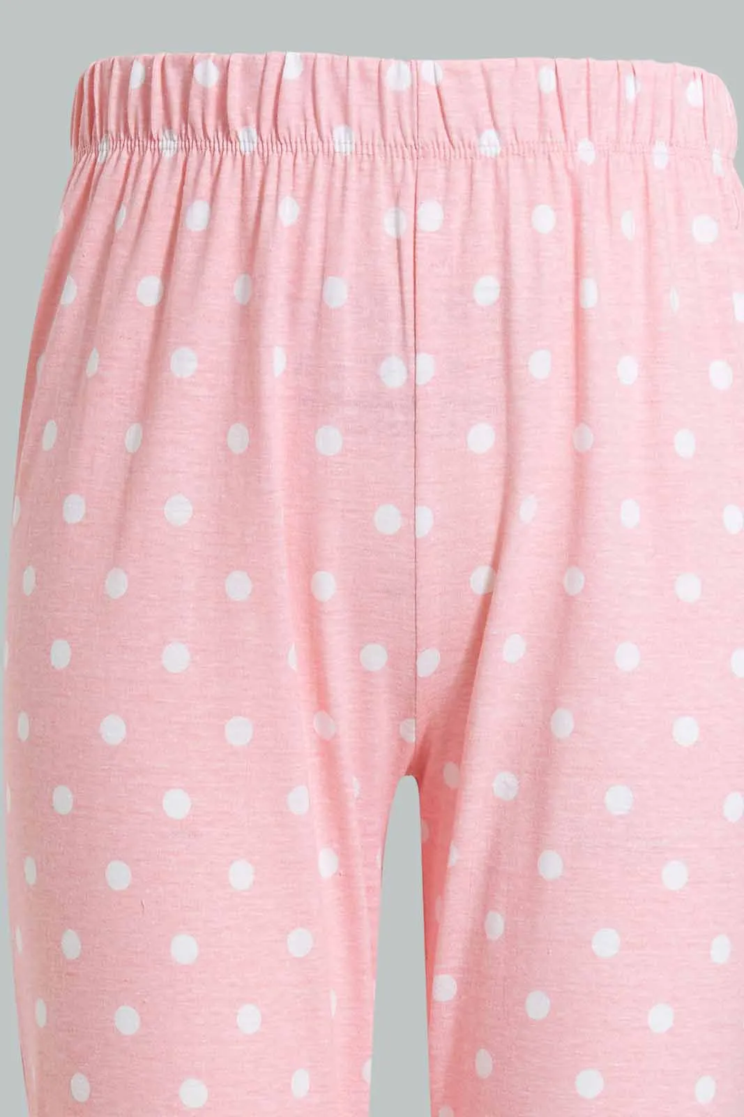 White And Pink Coffee Pyjama Set For Senior Girls (2 Piece)
