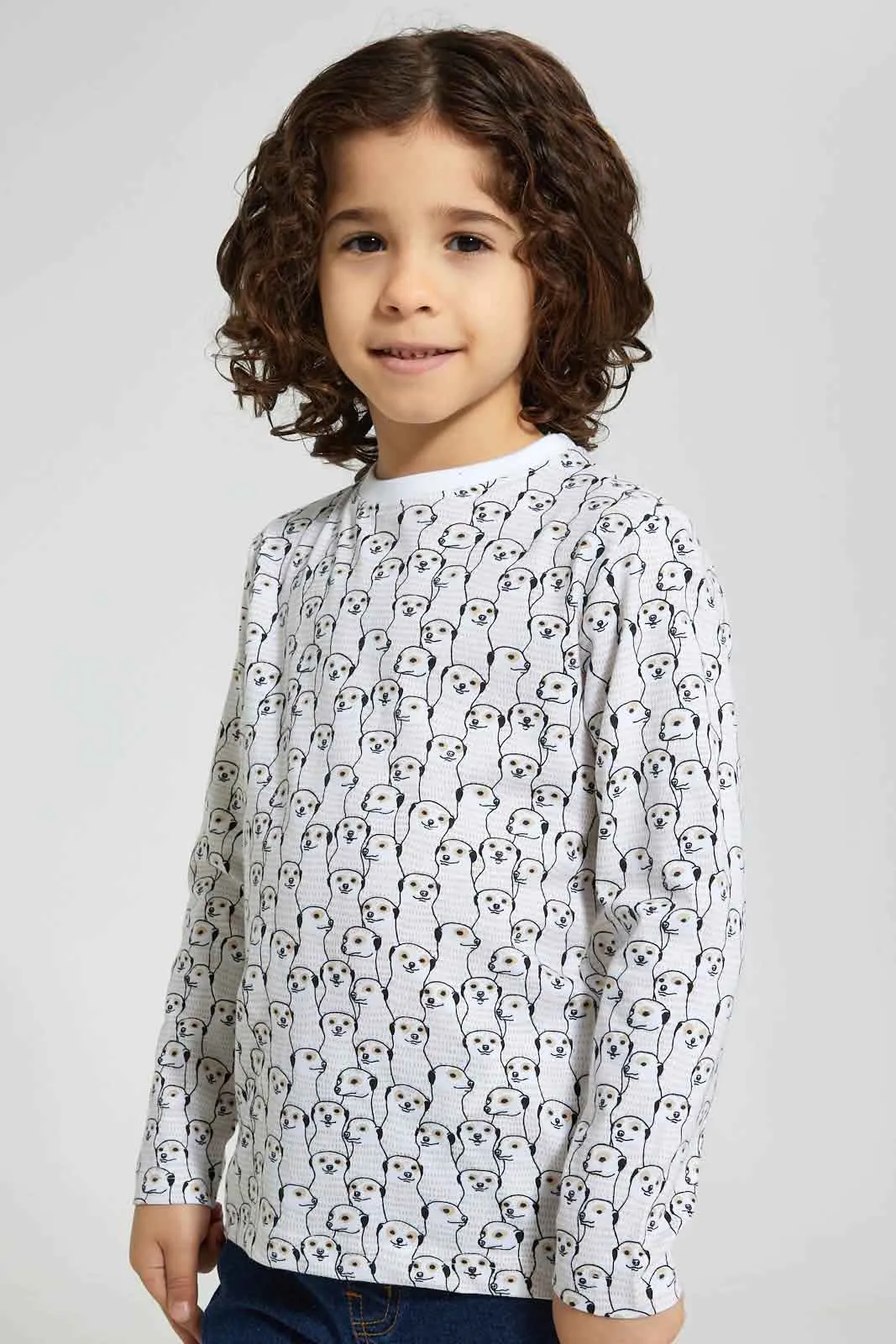 White Mongoose Printed T-Shirt
