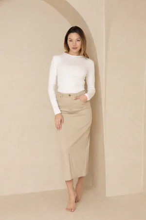White Solid Long Sleeve Round Neck T-Shirt
