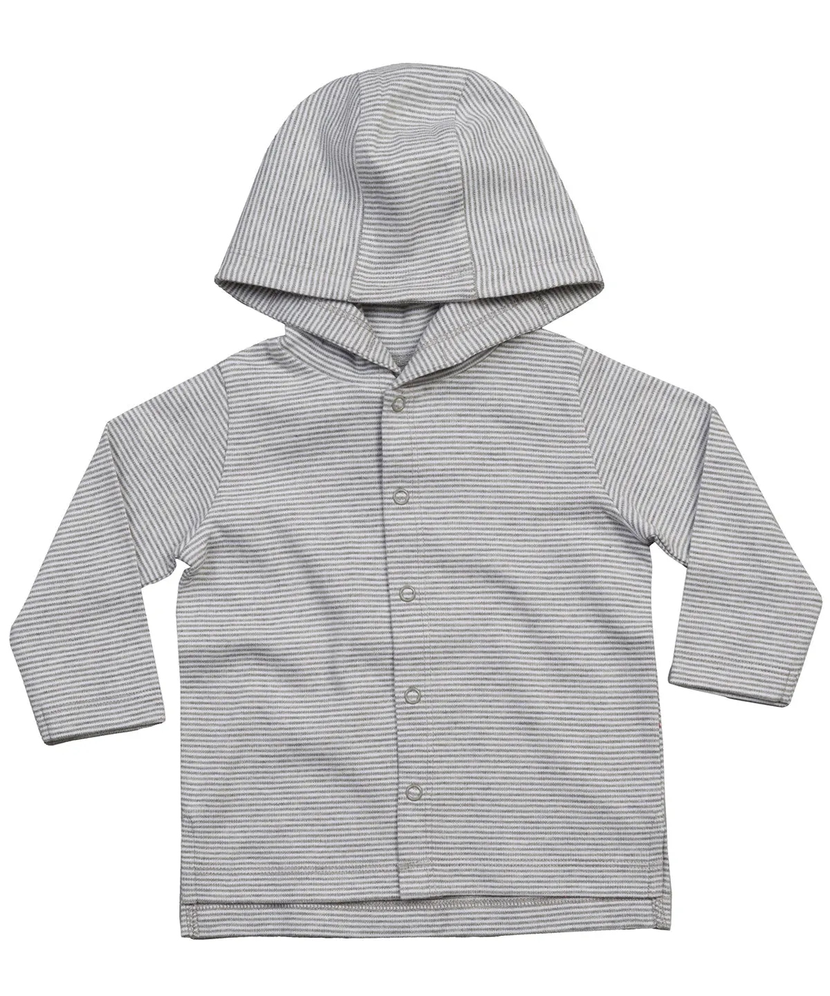 White/Heather Grey Melange - Baby stripy hooded T