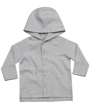 White/Heather Grey Melange - Baby stripy hooded T
