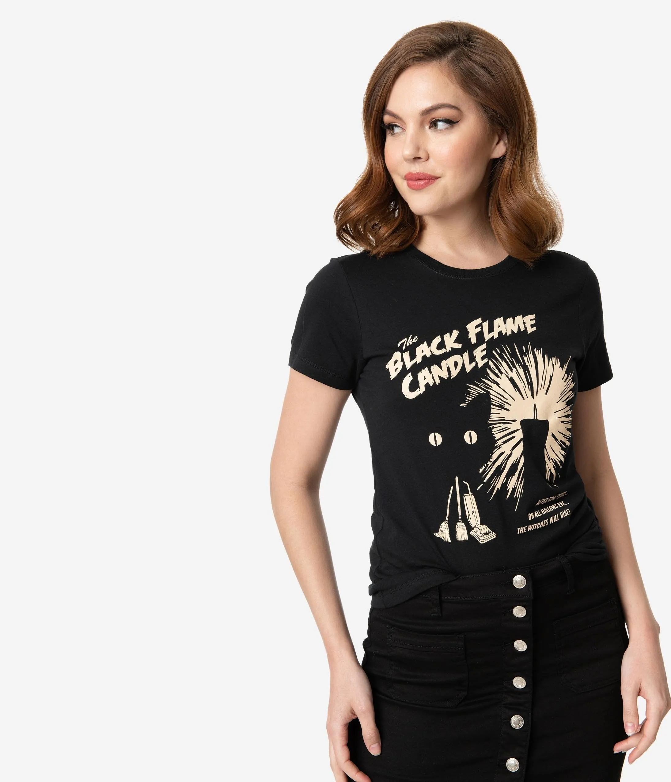Whosits And Whatsits Black Flame Candle Womens Tee