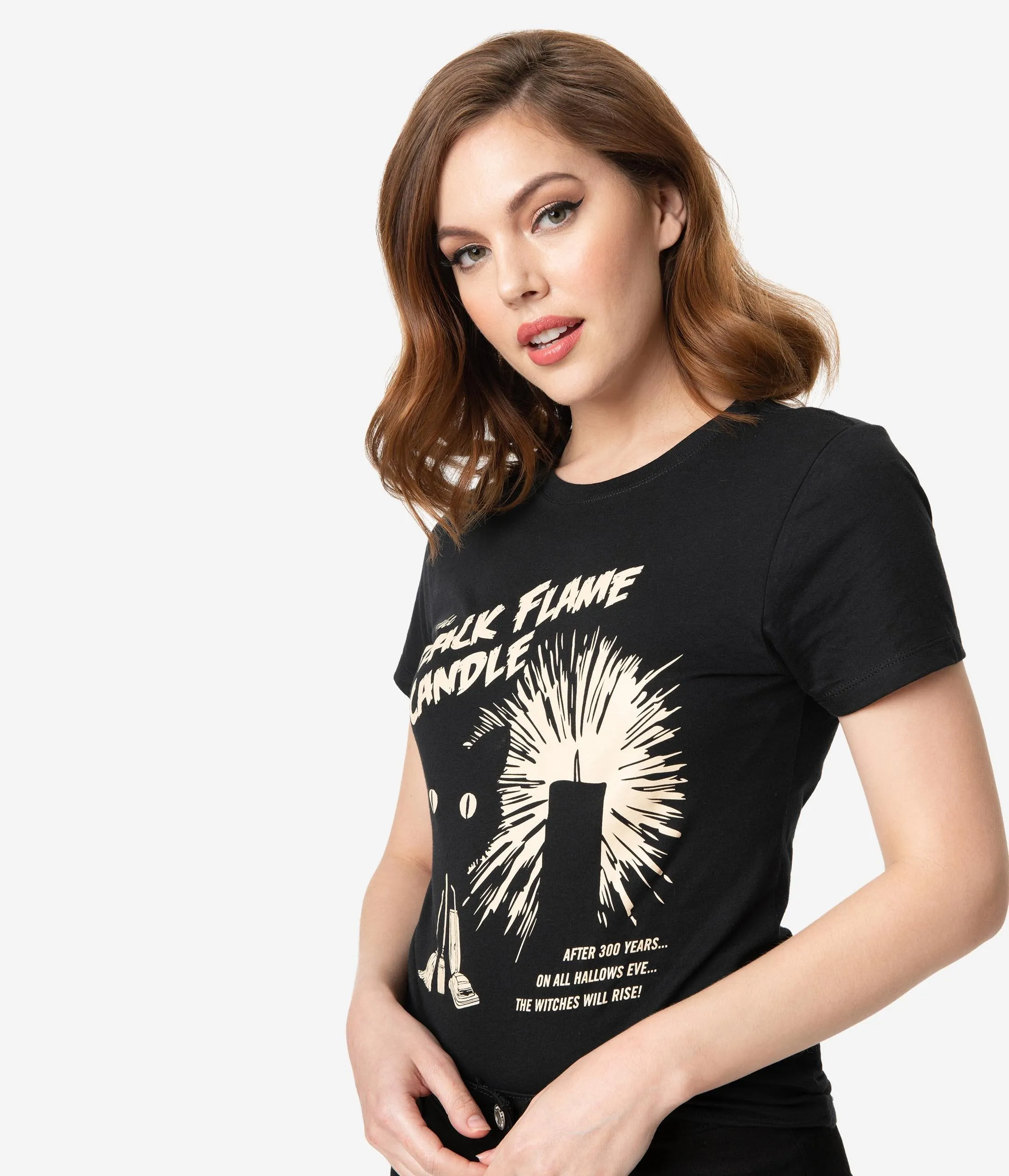 Whosits And Whatsits Black Flame Candle Womens Tee