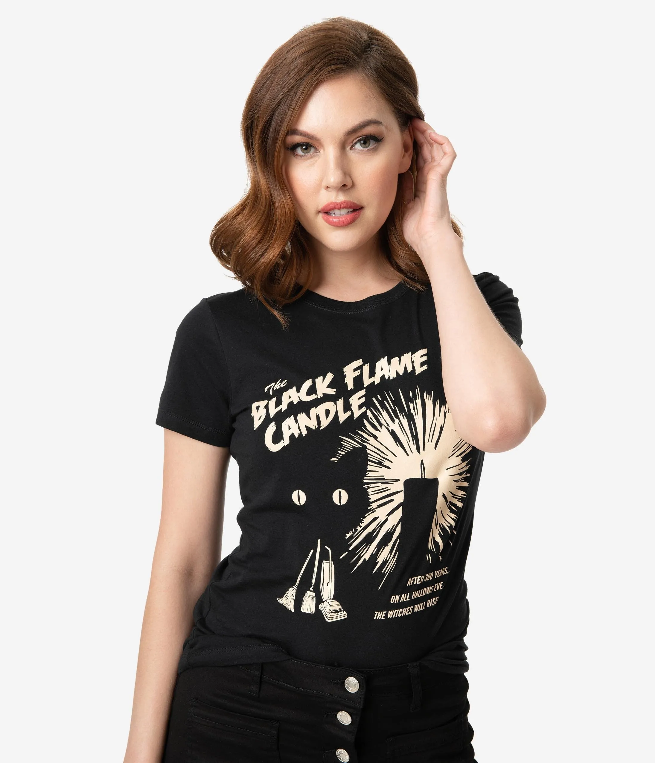 Whosits And Whatsits Black Flame Candle Womens Tee