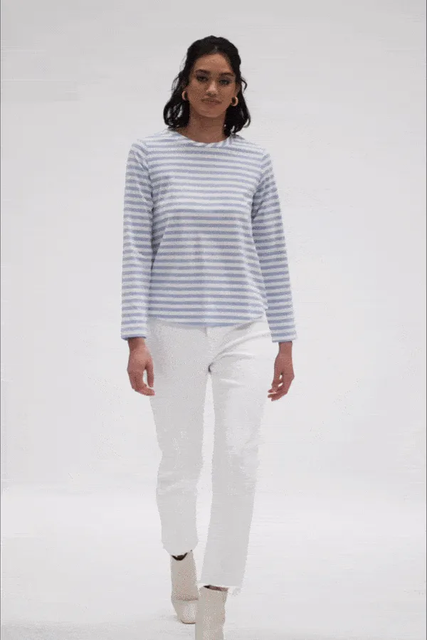 Wilson Trollope - Emilia Top L/S, Periwinkle Stripe