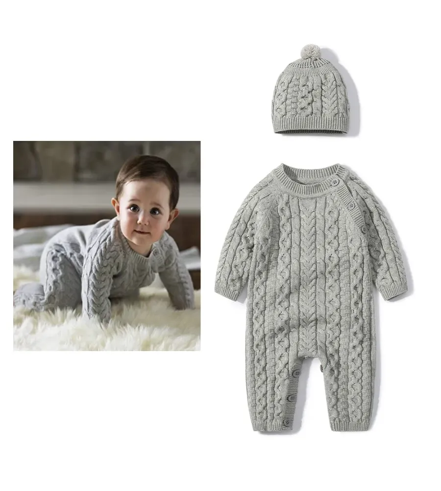 Winter Charm Knit Romper & Hat Set
